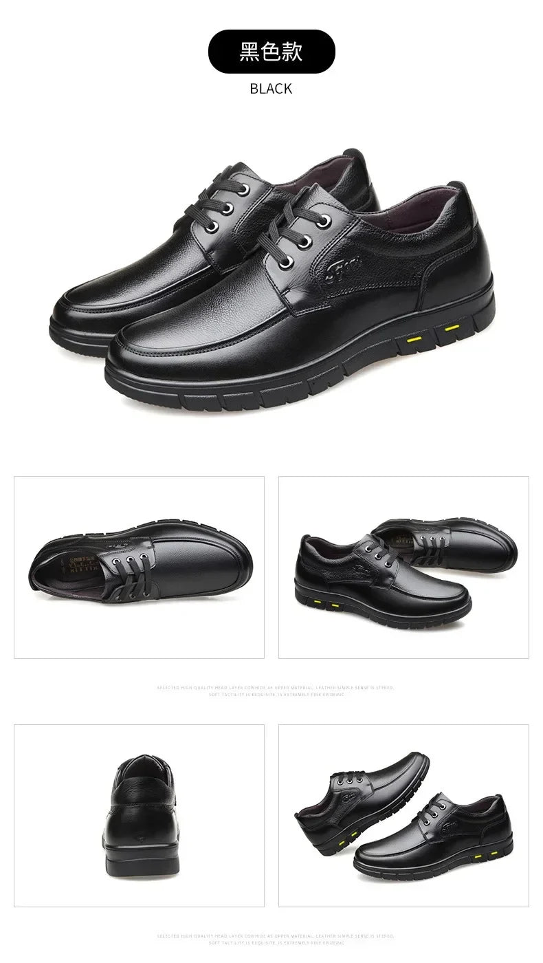Men PU leather Casual Shoes Soft Sole Lace-up Luxury Brand Middle-aged Old Man Dad Lightweight Loafers Shoes  Zapatillas