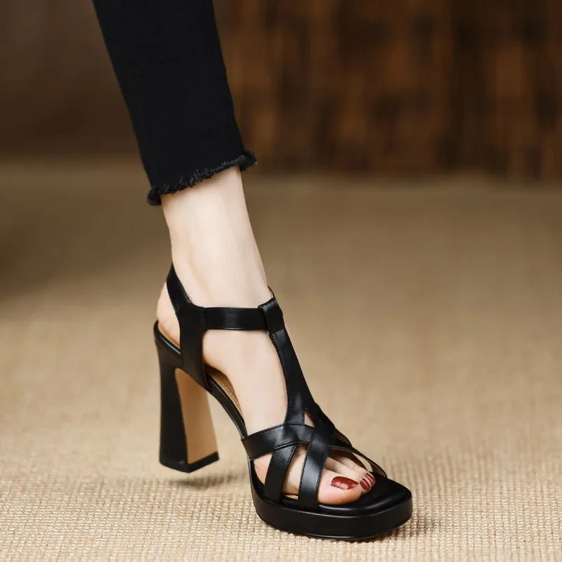 Fashion Open Toe Pole Dance Shoes Stiletto Mujer New 2025 Women Platform Gladiator Sandals Pumps