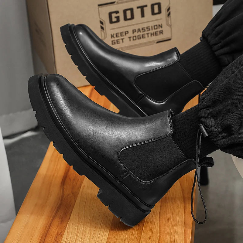 Unisex Chelsea Boots Breathable Lining Soft Cushion Vintage Elastic Ankle Boots For Business Casual Lightweight Comfort