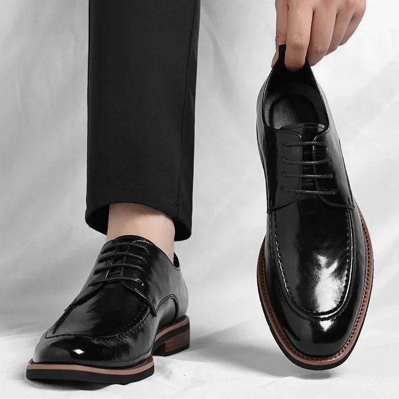 High Quality Male Oxford Shoes Leather Mens Casual Shoes Pointed Thick Bottom Business Brand Footwear Soft Comfortable Loafers