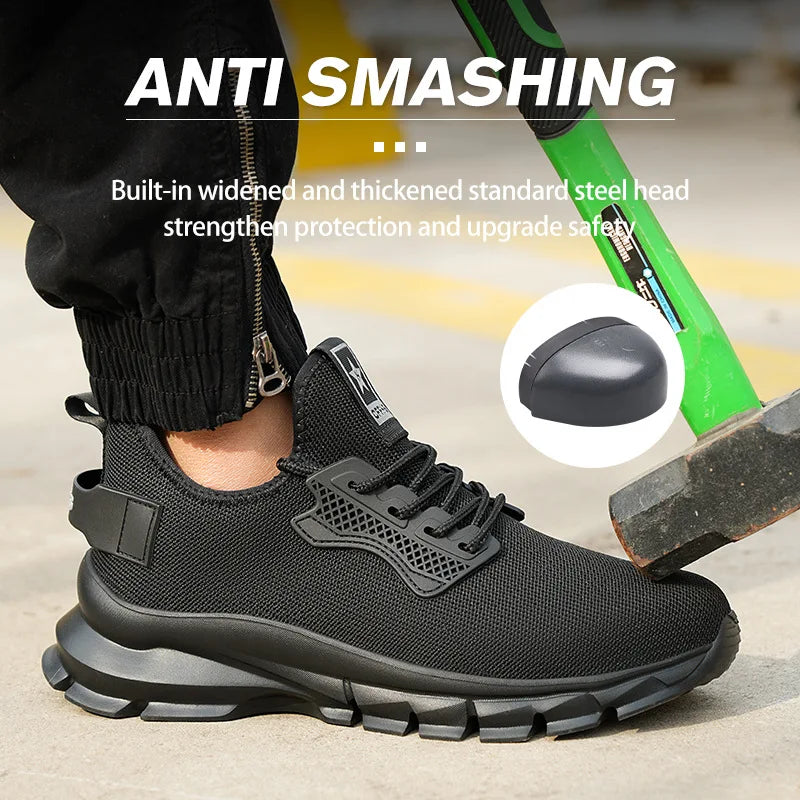 2026 Lightweight Men Safety Shoes Steel Toe Cap Work Sneakers Men Protective Shoes Anti-Smash Anti-Puncture Indestructible Shoes