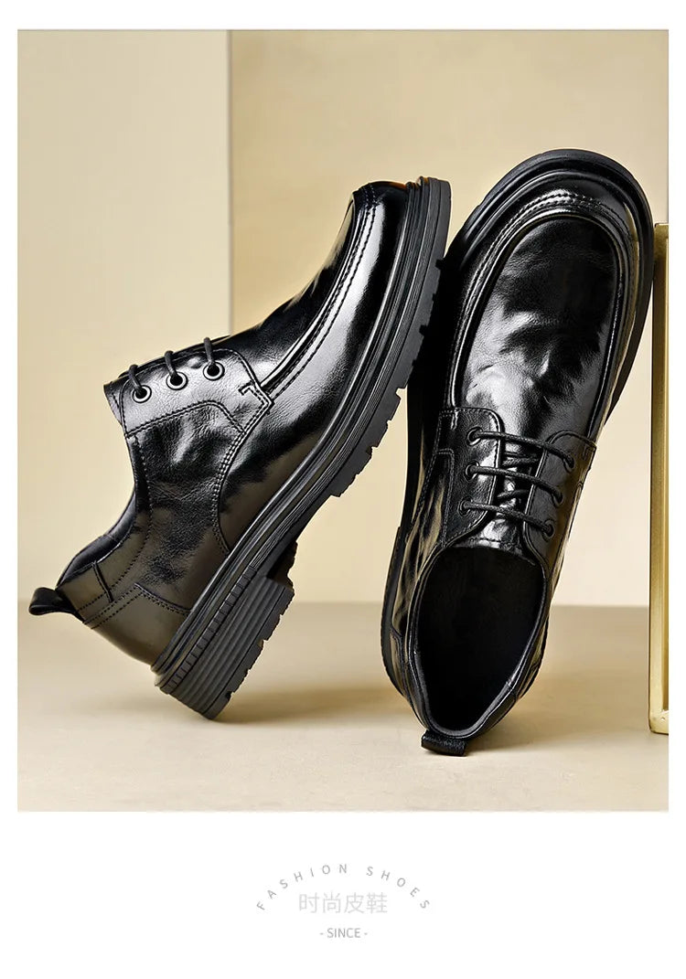 Business Formal Black Lace-up Style Leather Shoes for Men Spring Autumn New Designer Dress Shoes Male British Style Wedding Shoe