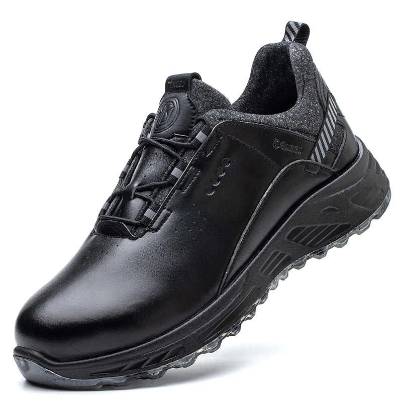 Insulation 6KV Black Leather Work Safety Shoes For Men Anti Smashing Steel Toe Cap Boots Non-slip Indestructible Male Footwear