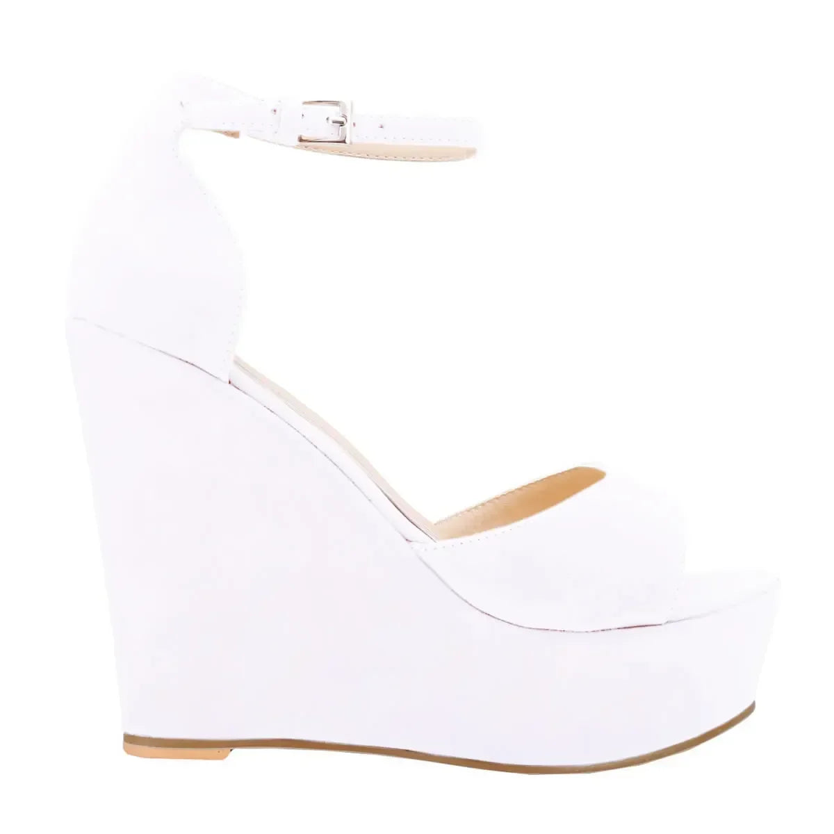 Women Sandals 14cm Sexy Peep Toe Ankle Strap Platform Wedge High Heels Sandal Party Red Wedding Dress Ladies Shoes Large Size