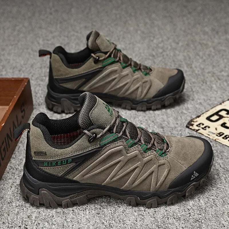 High Quality Leather Hiking Shoes Durable Outdoor Sport Men Trekking Leather Shoes Lace-Up Climbing Hunting Sneakers