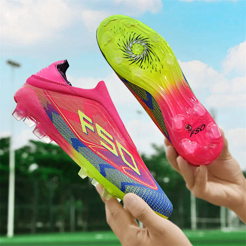 New Men Soccer Shoes Training TF/FG Outdoor Sport Football Boots Adult Long Spikes Non Slip Cleats Breathable Match Comfortable