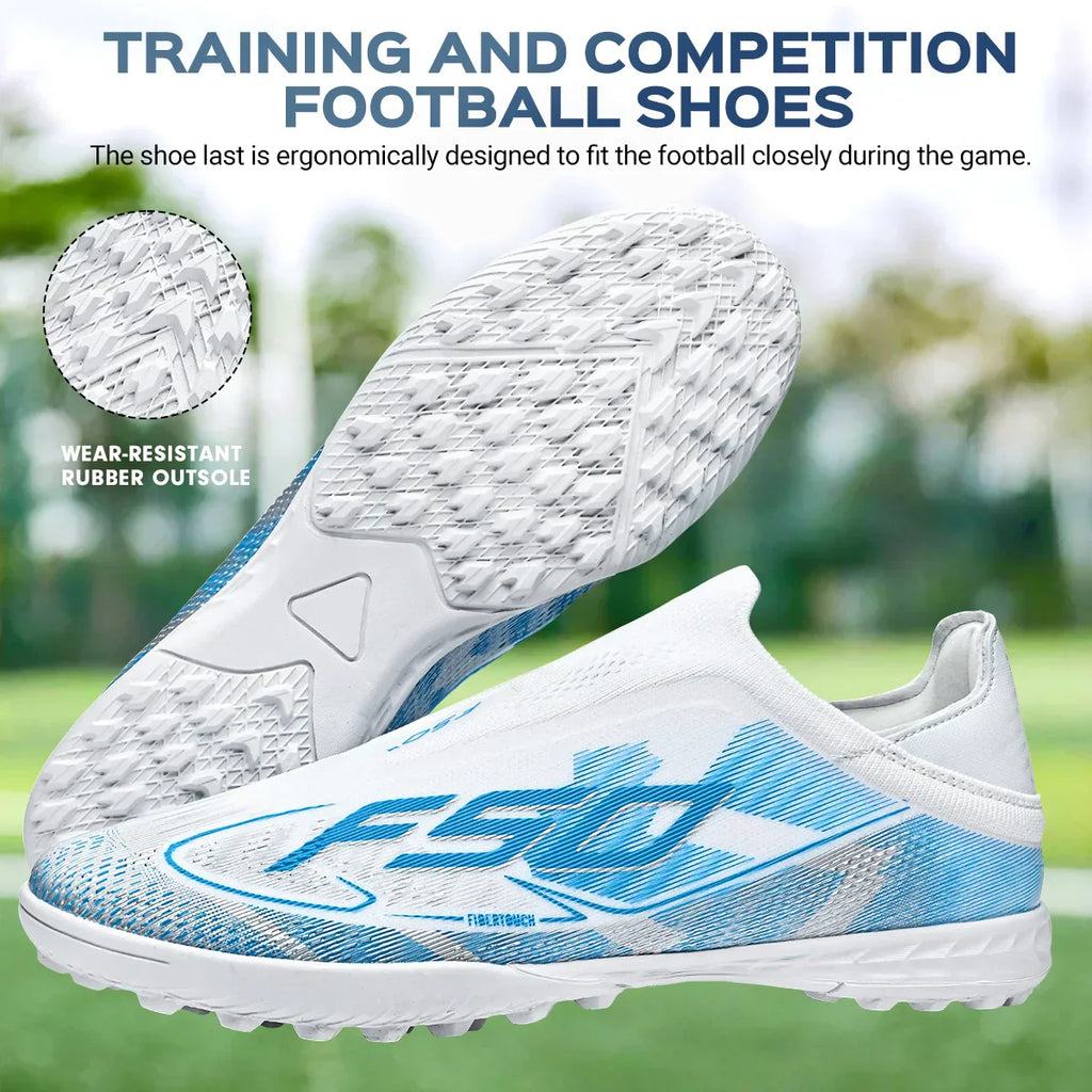 TF Football Shoes Kids Boys Girls PU Upper Durable Rubber Sole Anti-slip Wear-resistant Training Sneakers