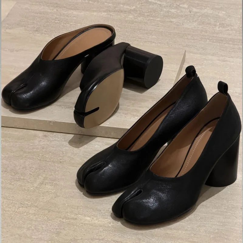 Summer Fashion Soft Leather Split Toe Women Tabi Ballet Pumps Comfortable Ladies Dance Mules Shoes Zapatos De Mujer