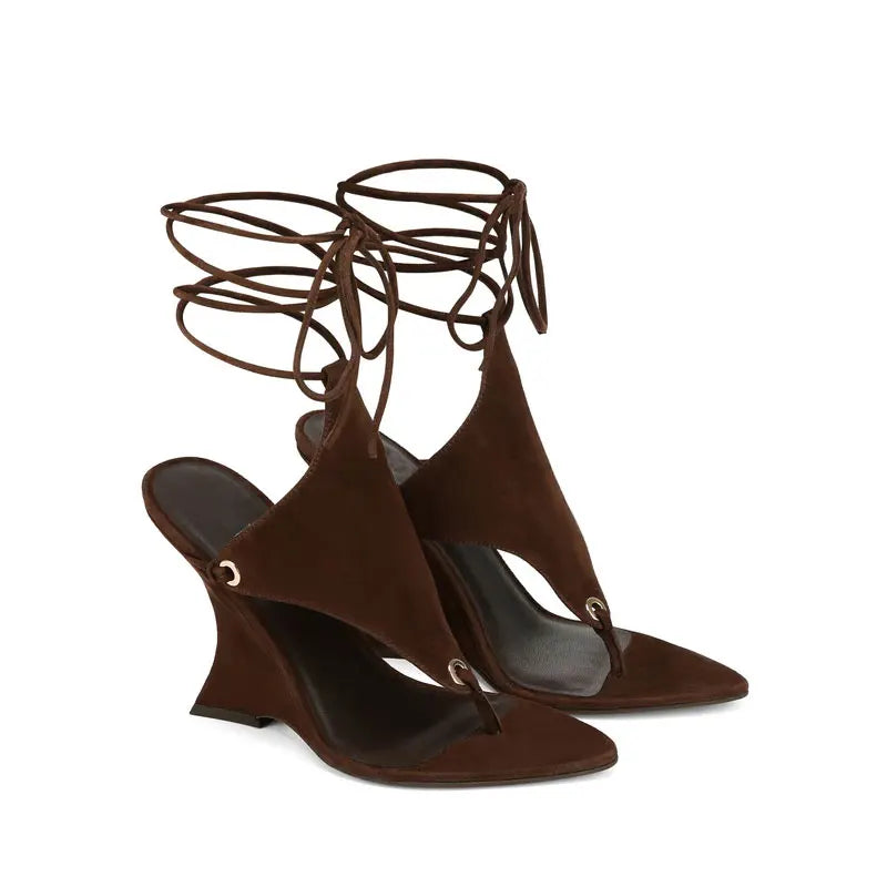 2026 Women's Summer New Coarse High Heels Pinch Toe Fashion Sandals Ankle Strap Sexy Fashion Party Thick Bottom Sandals