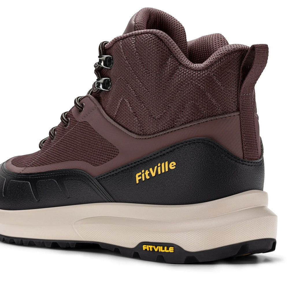 Fittington Outdoor Hiking Boots For Men Leather Wide Toe Ankle Boots Me's Mid-top Shoes Arch Support Non-Slip Wear Resistant