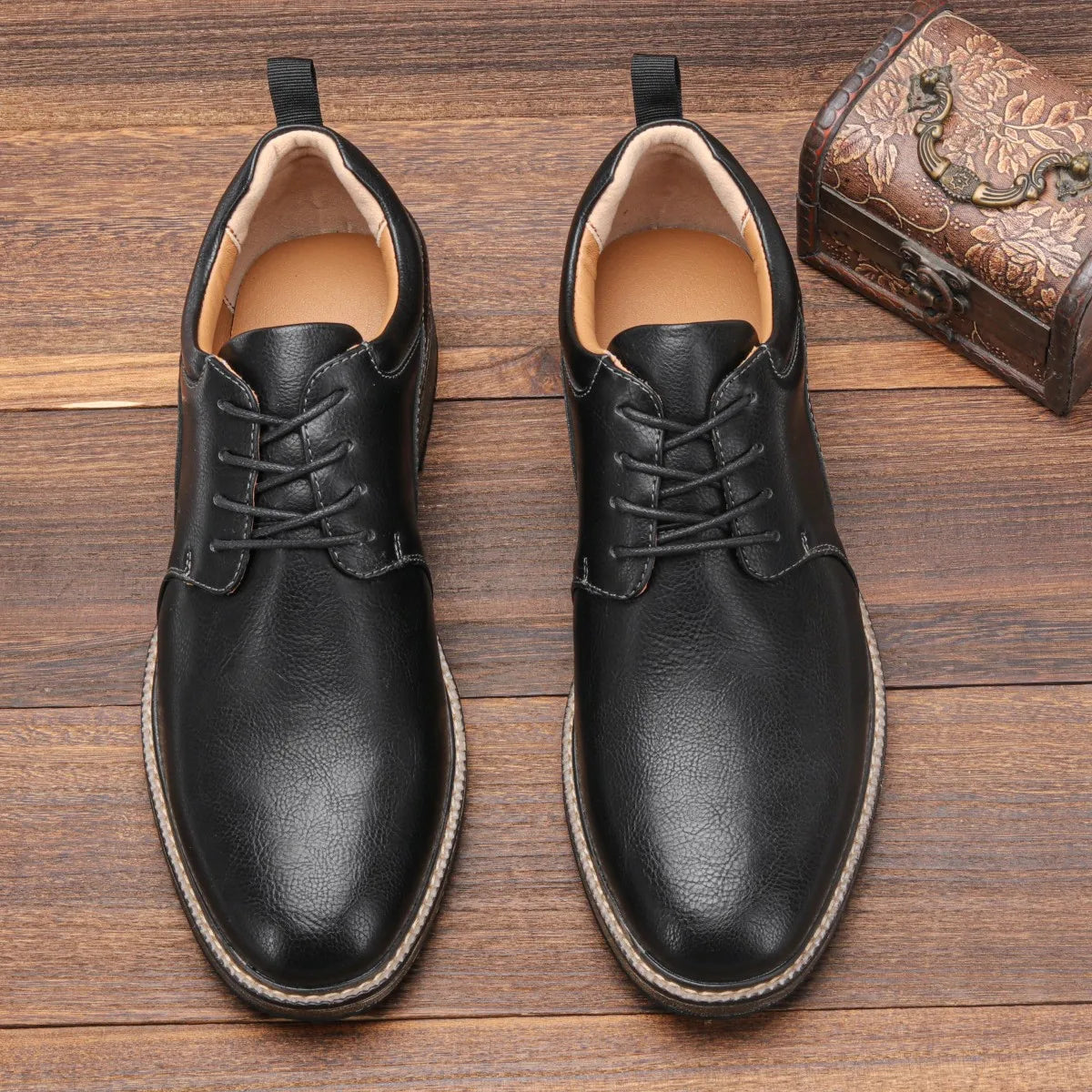 Size 40-46 Men's Casual Leather Shoes Comfortable Fashion Brand Derby Shoes