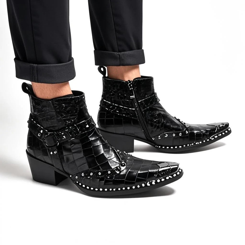 Spring and Autumn Men's High heel Leather boots British Style Men's marriage High top Pointed shoes Fashion brand  Boots