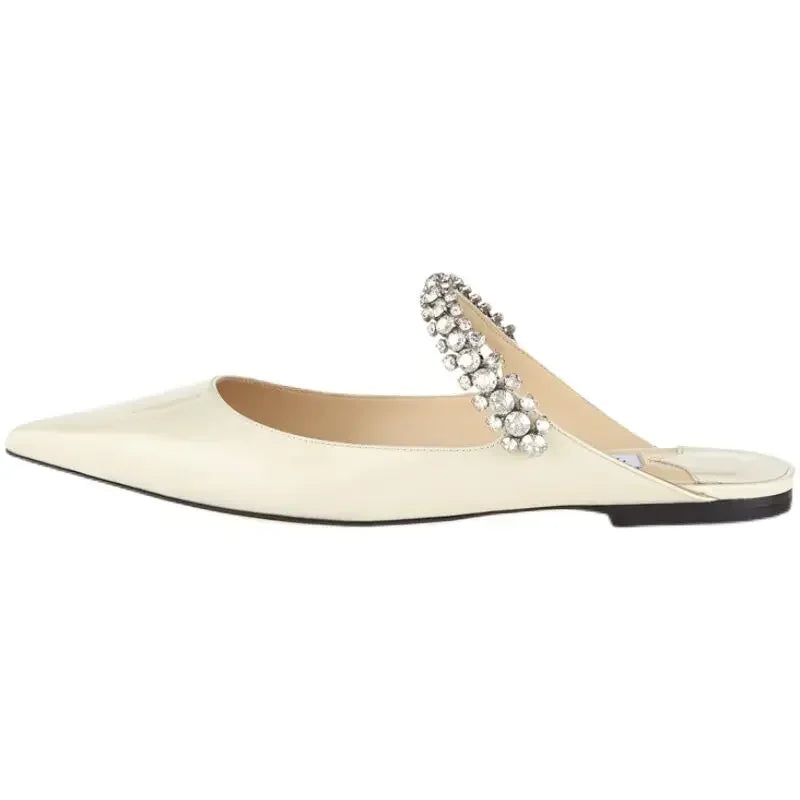 2026 New Fashionable Fine Heeled Muller Shoes with Pointed Water Diamond Chain Banquet Shallow Mouth Women's High Heel Sandals