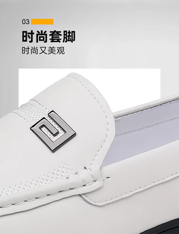 2026 New Solid Color Business Casual Shoes for Men Spring Autumn Soft Leather Shoes Male Fashion Light Driving Shoes Man