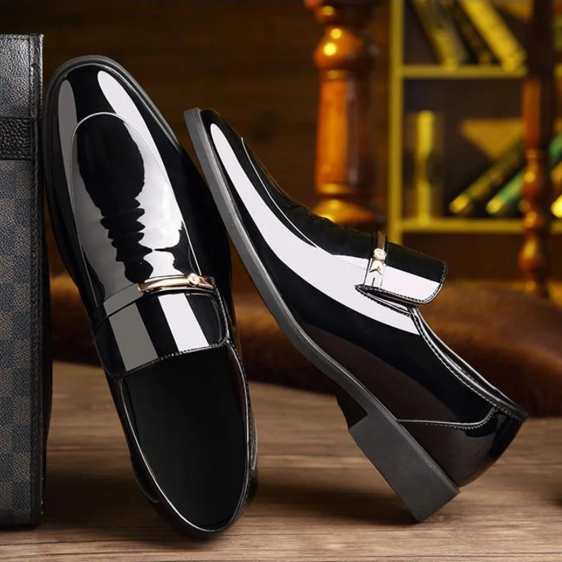 Patent Leather Men's Formal Shoes Casual Business Social Shoe Male Bright Upper Spring Autumn Cheap Clearance Not 2025 Style New
