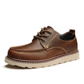 Maden Men's Vintage Dress Shoes Brown Round Toe Derby Shoes Casual Lace-up Low Top Work Boots for Office Business