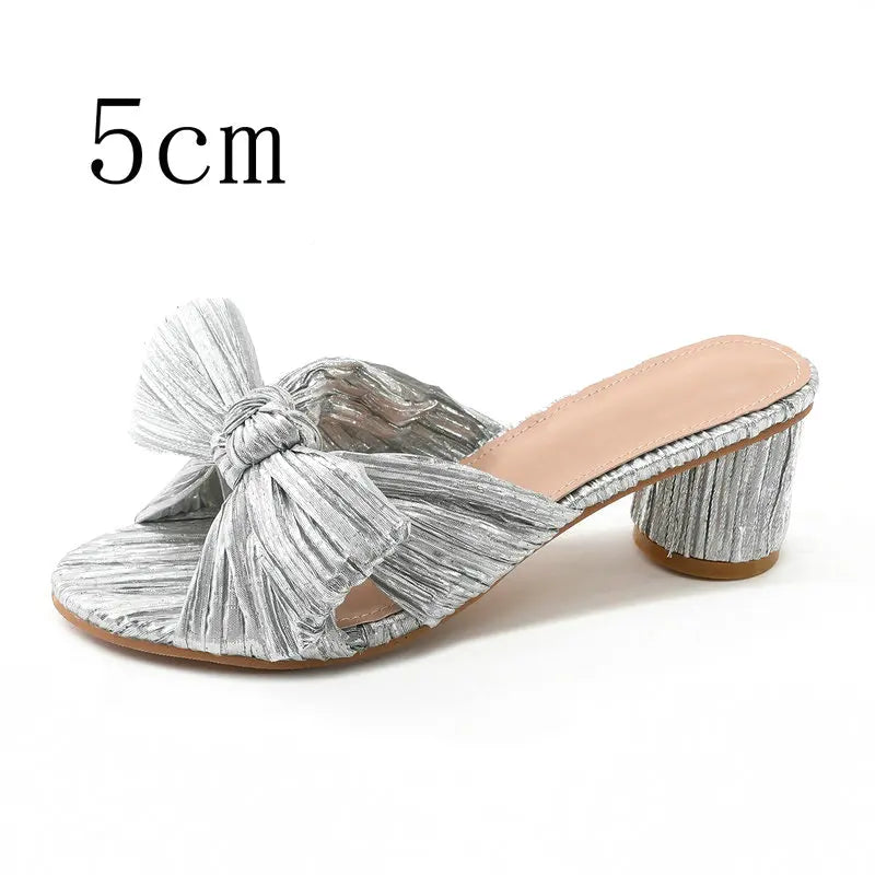 2026 Fashion Women Sandals with Thick Bow Fairy Silk Sandals Retro Fairy Shoes Lady Zapatos Super-high Heel