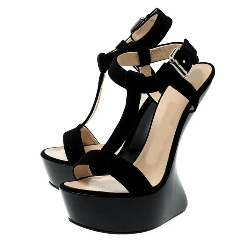 Strage Style T Strap Sandals Sexy Pointed Toe Solid  Accept Customized Size35-46 New Arrivals Fashion Women Runway Shoes