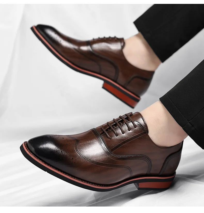 Solid Color New Dress Shoes for Men Lace Designer Fashion Wedding Derby Shoes Male Spring Autumn Business Casual Shoe Man