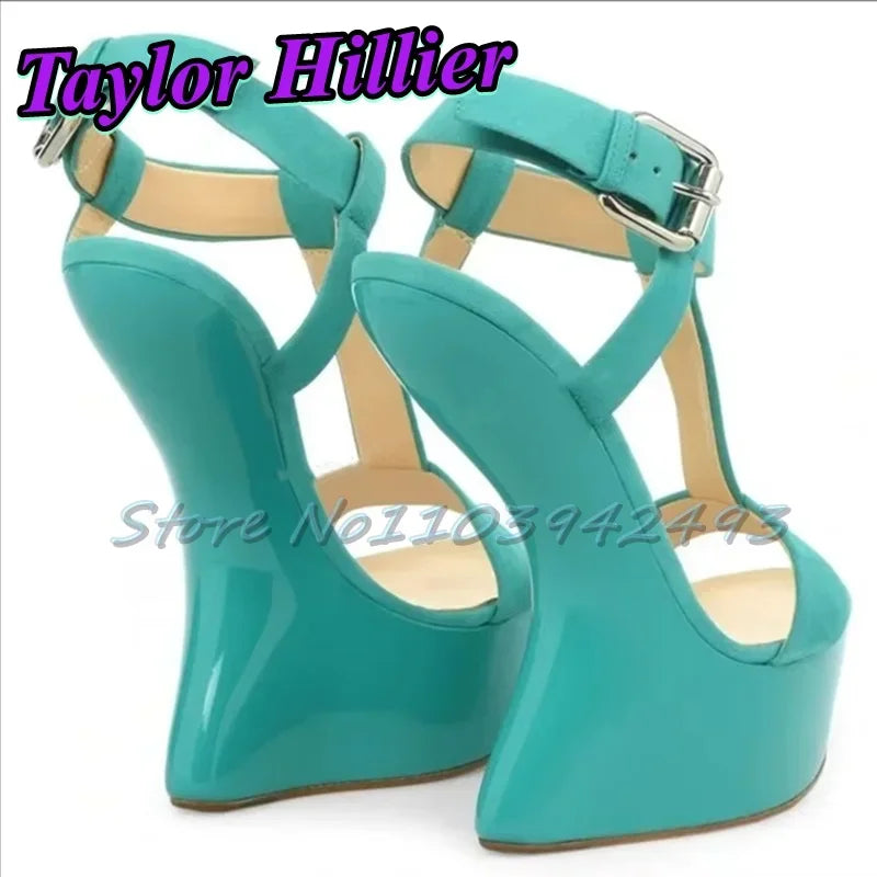 Yellow Heels Strappy Heeled Sandals Hoof Heel Buckle Strap Shoes Summer Women Luxury Designer Sandalias De Mujer Solid Blue Red