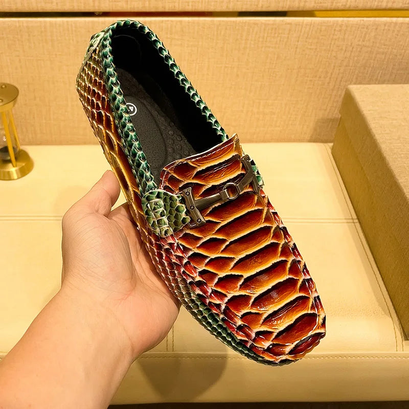 Designer Loafers for Men 2026 New Handmade Moccasins 39-48 Flats Casual Snake Leather Shoes Luxury Comfy Mens Loafers Size Shoes