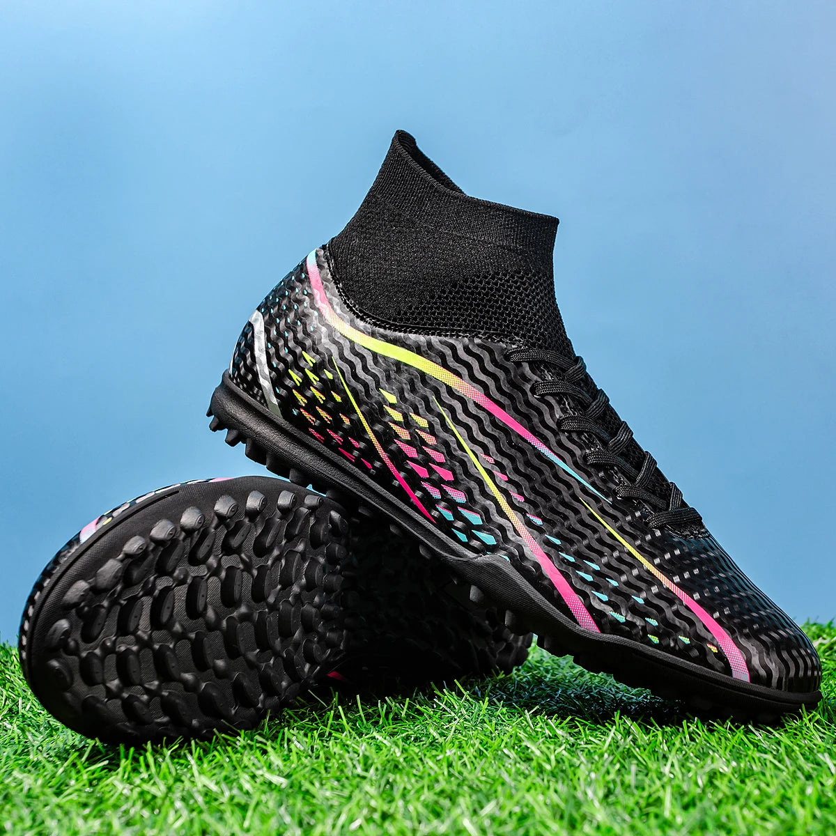 Premium Adult TF Soccer cleats Textured PU Fabric High Friction Rubber Stud Anti-slip Improve Ball Control For Football Players