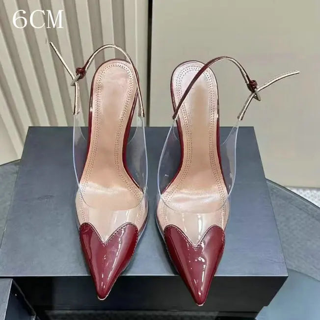 2026 Spring And Summer Pointy Stiletto Heels Wearing Slippers Transparent Female Sandals