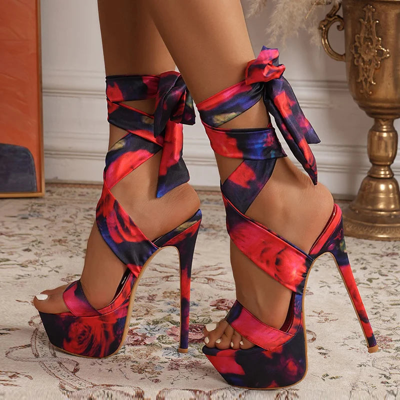 Liyke Model Catwalk 16CM Super High Heels Platform Sandals For Women Sexy Open Toe Banquet Party Stripper Pole Dance Shoes Red