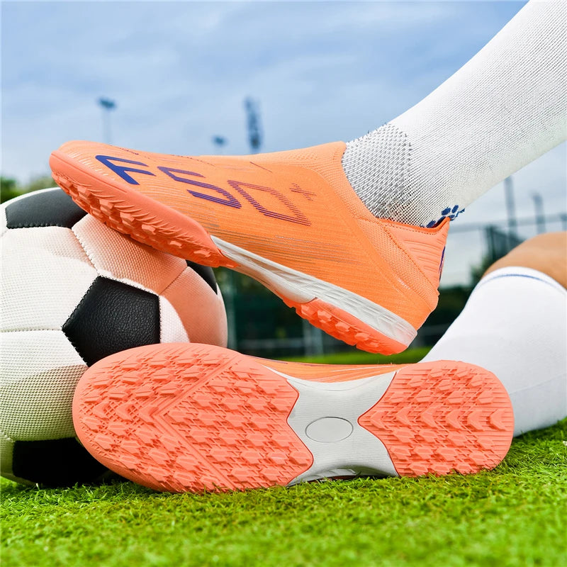 T36 Laceless Mens Soccer Shoes Boys F50 TF/FG Training Football Sneakers for Youth Turf Soccer Cleats Chuteira Campo 35-45