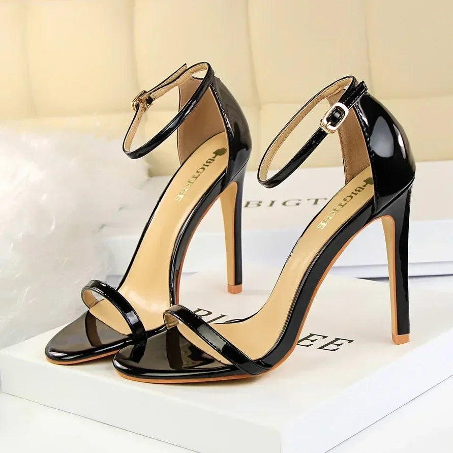 Women Gladiator Stiletto Classic Ankle Strap Holiday Beach Sandals Lady Fashion Suede 8cm 11cm High Heels Sexy Red Brown Sandles
