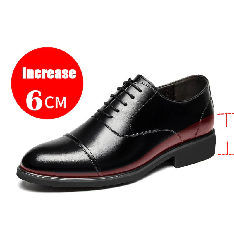 New Men 37-46 Men's Flat / 6CM Heightening Elevator Shoes Business Formal Leather Shoes Man British Casual Wedding Suit Shoes