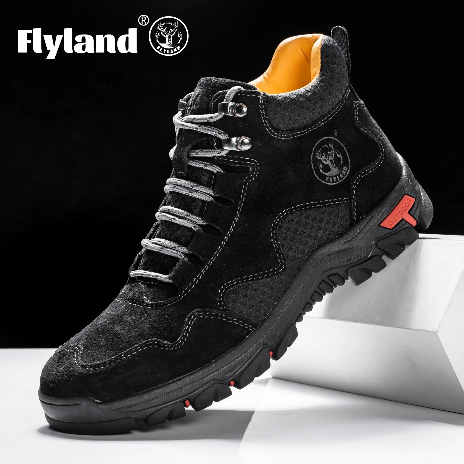 FLYLAND Men's Ankle Boots Casual Leather Shoes Fashion Vintage Hand Stitching Soft Business Handmade Shoes