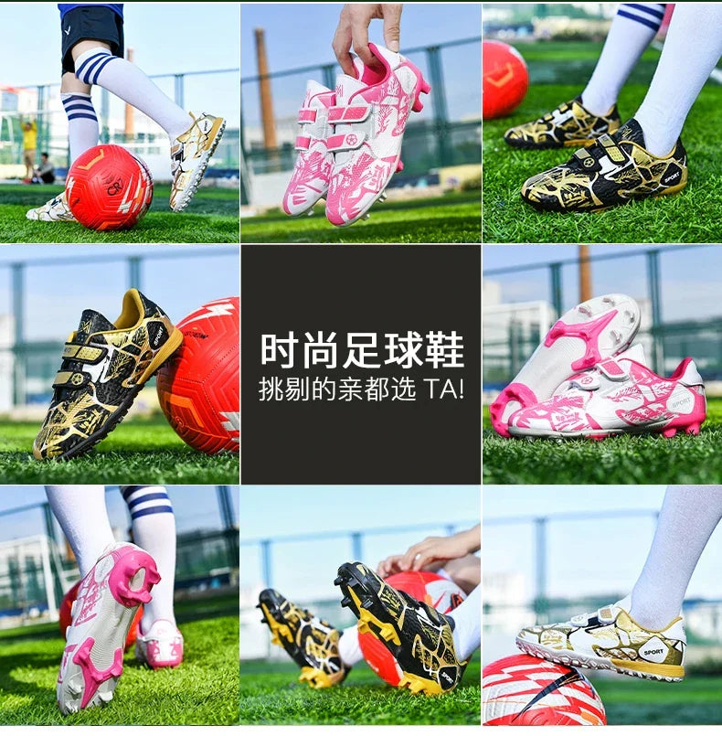 Professional Football Shoes Kids Futsal Sneakers Outdoor Low-cut Soccer Shoes Boys Lightweight Non-slip Children's Sports Shoes