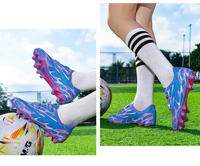 Children Football Shoes Professional Indoor Non Slip TF/FG Fast Grass Boys Match Wear Resistant Training Football Shoes for Kids