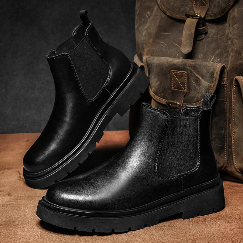 Unisex Chelsea Boots Breathable Lining Soft Cushion Vintage Elastic Ankle Boots For Business Casual Lightweight Comfort
