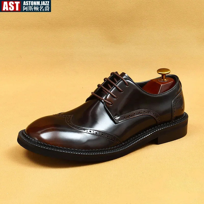 Italian Luxury High Quality Elegant Male Natural Genuine Leather Social Shoes Office Career Business Formal Solid Oxfords Shoes