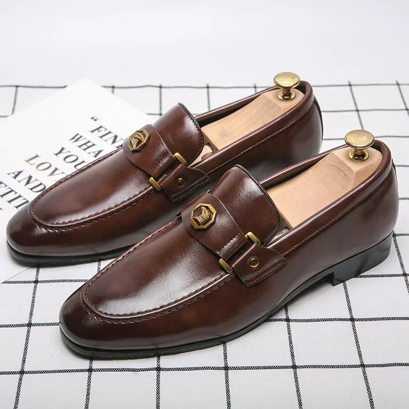 Luxury Men's Brown Dress Shoes 2025 Brand Oxford Shoes Man Social Casual Business Shoes Men Wedding Leather Shoe Zapatillas Male