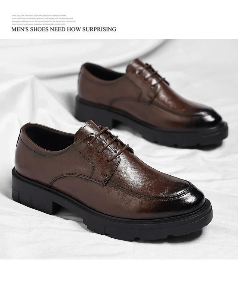 Men Dress Elevator Shoes Platform Breathable Lift Casual Business Luxury Genuine Leather Heightening Shoes5/8/10CM Taller Male