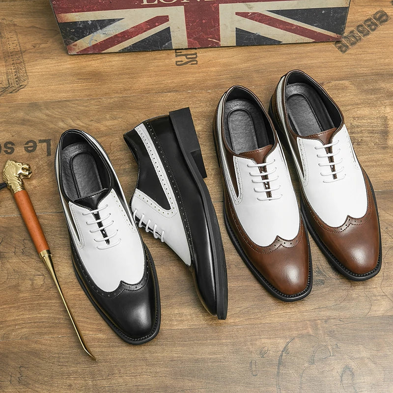 Spring black white leather shoes for men High quality wedding Dress shoes Business office loafers men shoe Luxury designer shoes