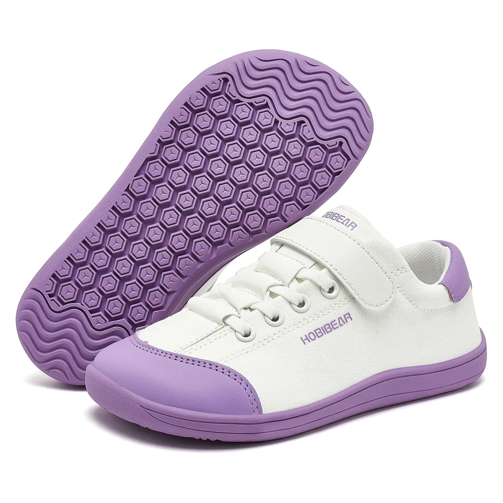 Boys Girls Barefoot Shoes Kids Wide Toe Minimalist Sneakers Lightweight Hook Loop Artificial Leather Fabric Shoes