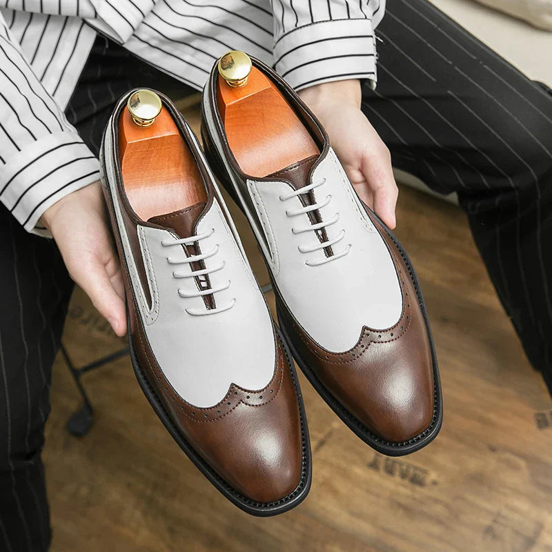 Spring black white leather shoes for men High quality wedding Dress shoes Business office loafers men shoe Luxury designer shoes