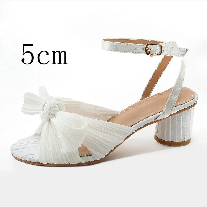 2026 Fashion Women Sandals with Thick Bow Fairy Silk Sandals Retro Fairy Shoes Lady Zapatos Super-high Heel