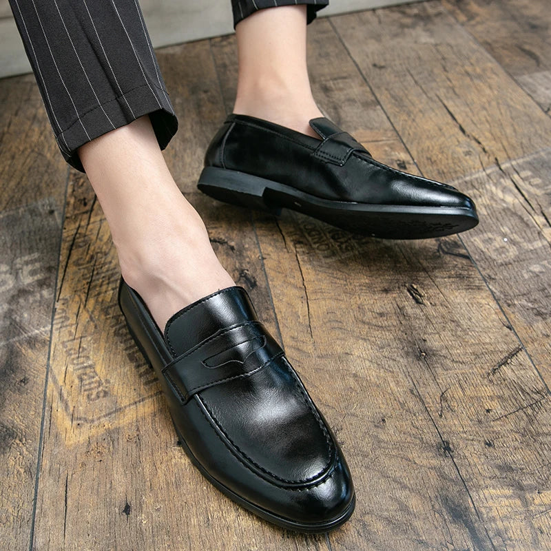 2026 Spring and Autumn Loafers Men Slip-On Business Formal Casual Shoes Brown MenShoes Leather Men Dress Shoes Large Size 38-48