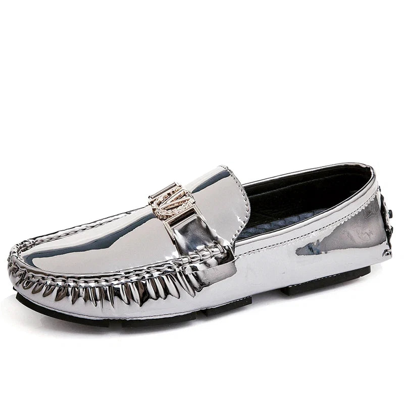 Men's Loafers for Spring and Summer, Slip-On Shoes, Korean Style Trendy Patent Leather Men's Shoes, Low-Top Lazy Shoes, Casual Shoes, Handmade