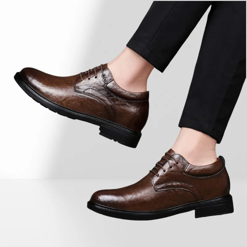 Wedding Men Leather Shoes Business British Formal  Elevator  Height Increase Insole 6CM Lift Plus Size 35-47