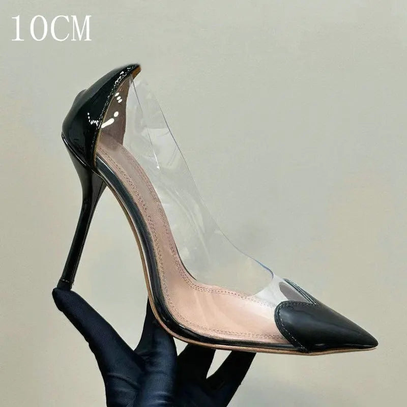 2026 Spring Summer New Fairy Wind Pointy High Heels Female Love Shaped Transparent Sandals Sexy Party Pumps