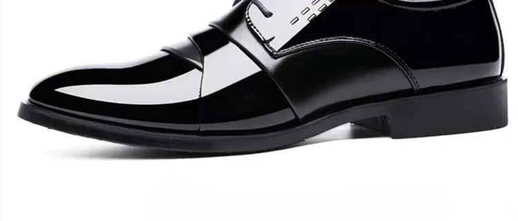 Men's Spring Casual Leather Shoes Business Formal Footwear Fashion Versatile Lace-up Dress Shoes for Youth