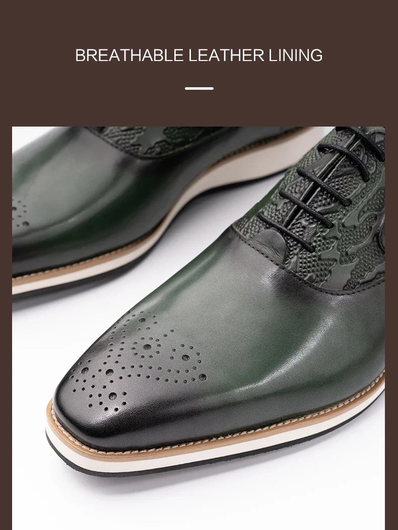 حذاء رجالي من الجلد الطبيعي طراز Brogue|حذاء رياضي كاجوال لجميع المواسم|حذاء رسمي جلد عالي الجودة|حذاء مريح للمشي