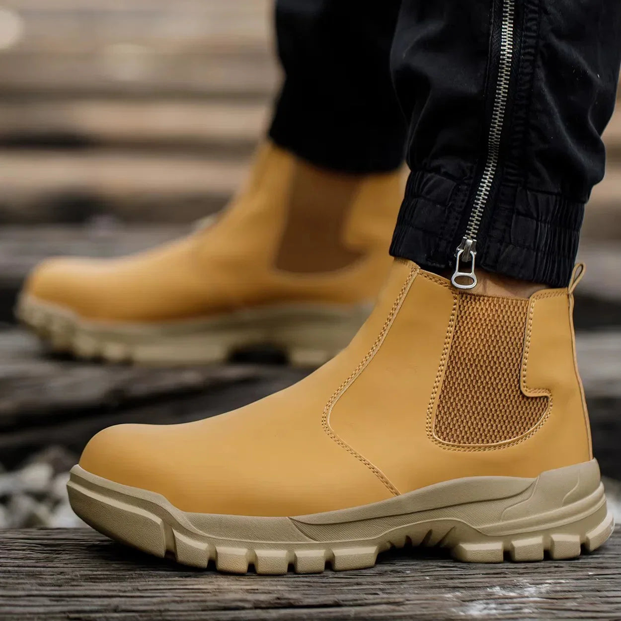 Waterproof Men's Safety Work Boots Steel Toe Shoes Anti Impact And Anti-Puncture Protective Boots Indestructible Roofing Shoes