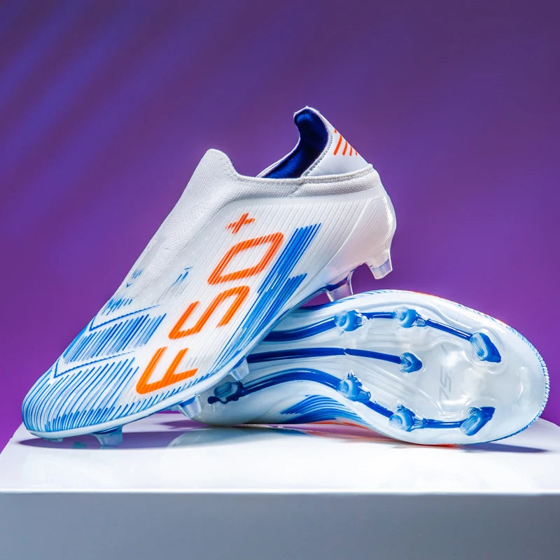Pro F50+ Mens Soccer Shoes Laceless Boys Training Non-Slip Turf Soccer Cleats TF/FG Football Sneakers Chuteira Campo 35-45